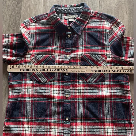 Natural Reflections Plaid Long Sleeve Button Down Flannel Shirt Women’s Large - Picture 8 of 11